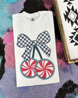 Candy Cane Bow TEE or CREWNECK
