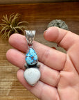 2 stone Pendant - Golden Hill turquoise, White Buffalo & Sterling Silver