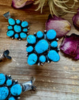 Complete Squash Blossom Set – Kingman Turquoise – Sterling Silver – Navajo Made by Wilson Dawes
