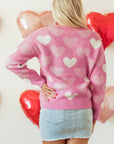 Pearled Heart Valentines Sweater