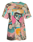 Baha Ranch Retro Pop Western Collage Cotton T Shirt