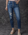 Bailee Distressed Button Fly High Waist Jeans