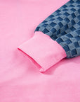 Checker Patchwork Kangaroo Pocket Half-Zip Hoodie