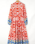 Lenora Boho Geometric Printed Long Sleeve Maxi Dress