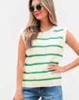 Ivey Striped Round Neck Casual Sweater Vest