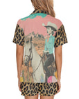 Baha Ranch Retro Pop Western Leopard Cowgirl Pajama Set