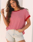 Mckenzie Stripe Knitted Round Neck Top