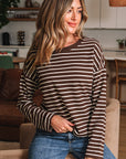 Ember Stripe Ribbed Cropped Crew Neck Top
