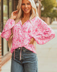 Adalyn Floral Puff Sleeve Lightweight Blouse
