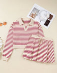 Stripe Cropped Pullover and Bubble Mini Skirt Set