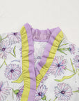 Floral Stripe Short Sleeve Peplum Blouse