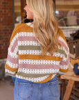 Caroline Striped Hollowed Knitted Loose Sweater