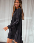 Rowan Solid Bishop Sleeve Pleated Mini Dress