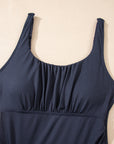 Ribbed Scoop Neck Ruched Tankini