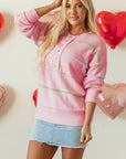 Miriam Stripes Baggy Henley Sweater