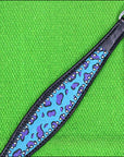 HILASON W. H. Leather Headstall & Breast Collar Set Turquoise Cheetah
