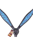 HILASON W. H. Leather Headstall & Breast Collar Set Turquoise Cheetah