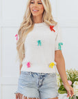 Bow Knit Crewneck Short Sleeve Sweater
