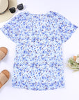 Ellie Flutter Sleeve V Neck Floral Blouse
