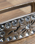Screw Back Concho Stainless Steel Ed Belt Buckle Set Bling Clear Crystal