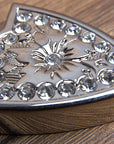 Screw Back Concho Stainless Steel Ed Belt Buckle Set Bling Clear Crystal