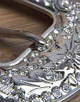 Screw Back Concho Stainless Steel Ed Belt Buckle Set Bling Clear Crystal