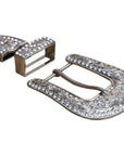Screw Back Concho Stainless Steel Ed Belt Buckle Set Bling Clear Crystal