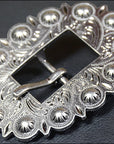 Western Screw Back Concho Stainless Steel Ed Leather Belt Floral Buckle