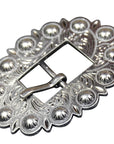 Western Screw Back Concho Stainless Steel Ed Leather Belt Floral Buckle