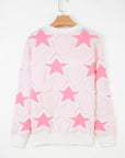 Star Ribbed Trim Drop Shoulder Oversized Sweater