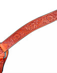 HILASON Western Horse Headstall Breast Collar Genuine American Leather Floral Mahogany