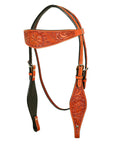 HILASON Western Horse Headstall Breast Collar Genuine American Leather Floral Mahogany