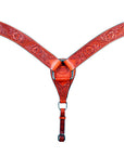 HILASON Western Horse Headstall Breast Collar Genuine American Leather Floral Mahogany
