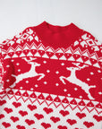 Christmas Reindeer and Heart High Neck Sweater