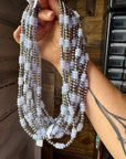 Blue Lace Agate & Sterling Silver Pearl Necklace – 20 ½” Plus Extender