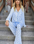 Bow Shirt and Pants Pajama Set