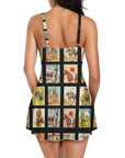 Western Collage Skirted Swimsuit