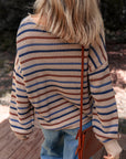 Emery Striped Knitted Drop Shoulder Round Neck Sweater