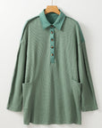 Arianna Waffle Half Button Top.