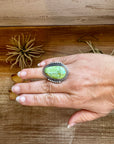 Adjustable Green Turquoise Ring – Sterling Silver – One of a Kind – Made in USA