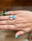 Adjustable Opal Ring – White, Blue & Pink Opal in Sterling Silver