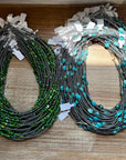 19” Necklace – Sterling Silver Pearls & Bright Green Nugget Turquoise
