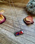 Bar Necklace Pink Dahlia & Sterling Silver