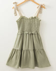 Opal Smocked Self-tie Straps Ruffled Dress