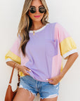 Zoe Patchwork Half Sleeve Oversized Top