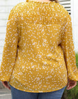 Plus Size Floral Ruched V-Neck Blouse