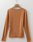 Solid Scoop Neck Long Sleeve Top