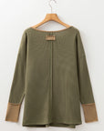 Blake Waffle Textured Tunic Henley Top with Slits