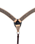 HILASON Western Horse Headstall Breast Collar Set Tack Genuine American Leather Basket Weave Rough Out Dark Brown