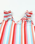 Elodie Striped V Neck Ruffle Straps Tank Top